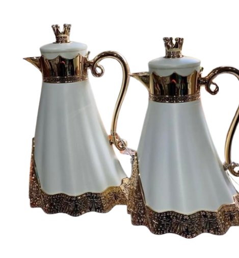 Thermos Élégant Blanc et Doré - 1 Litre