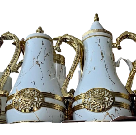 Thermos Élégant Blanc et Doré - 1 Litre